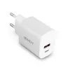 Vidinis įkroviklis Lindy 73413 – universalus 100–240 V, išėjimas 12 V 3 A, USB-A + USB-C, baltas
