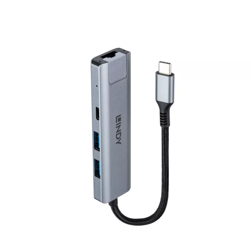 Lindy USB 3.2 Gen 2 Type C šakotuvas su Gigabit Ethernet