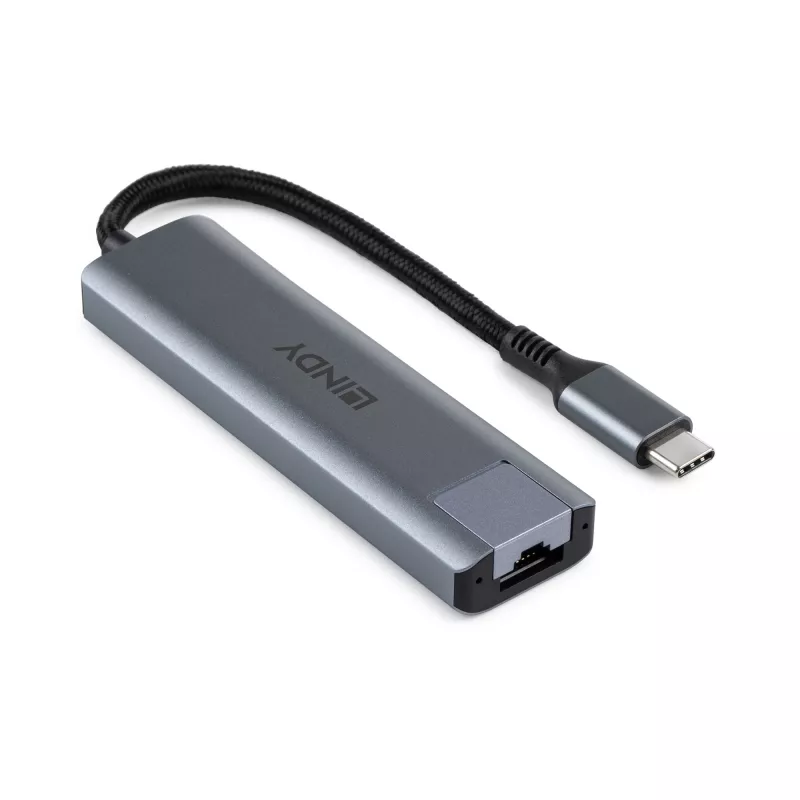 Lindy USB 3.2 Gen 2 Type C šakotuvas su Gigabit Ethernet