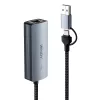 Lindy USB 3.2 Gen 1 į 5G Ethernet keitiklis, USB 3.2 Gen 2 (3.1 Gen 2) Type-C, 5000 Mbit/s, pilka, aliuminis, plastikas, apvalus kabelis, 0,15 m