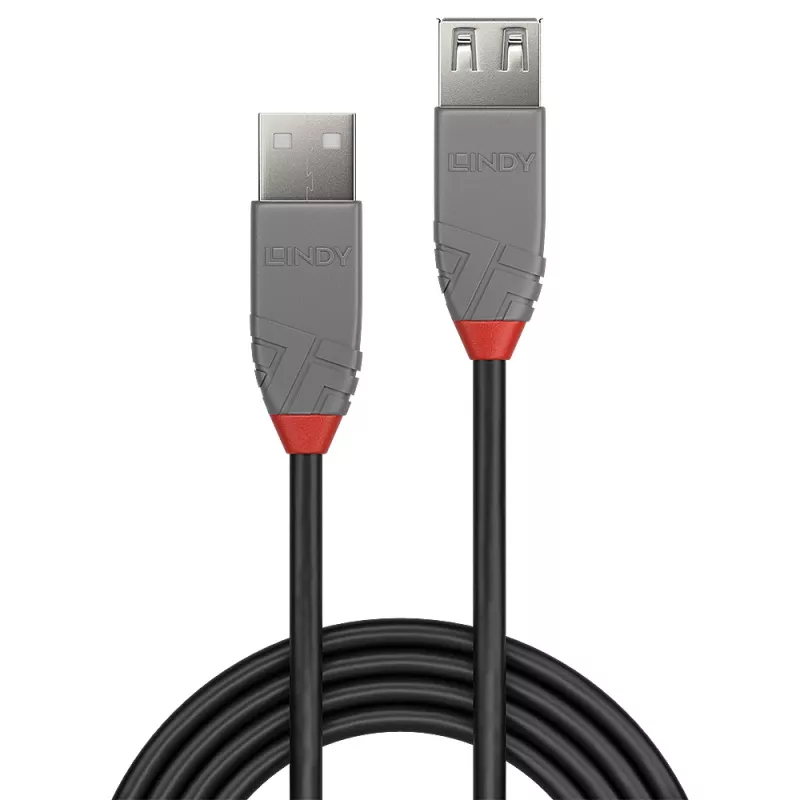 Lindy 0,5 m USB 2.0 tipo A ilginamasis kabelis, Anthra Line