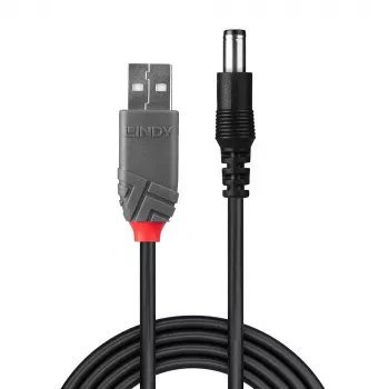 Lindy USB 2.0 Type A į 5,5 mm nuolatinės srovės laidas, 1,5 m