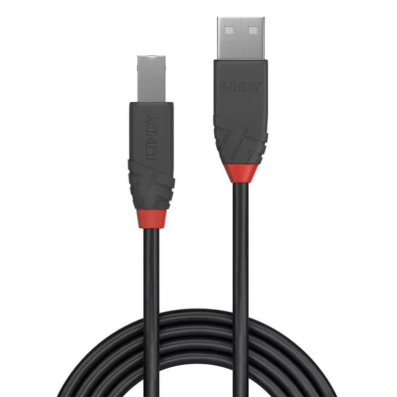 Lindy 0,2 m USB 2.0 A tipo į B tipo laidas, Anthra Line