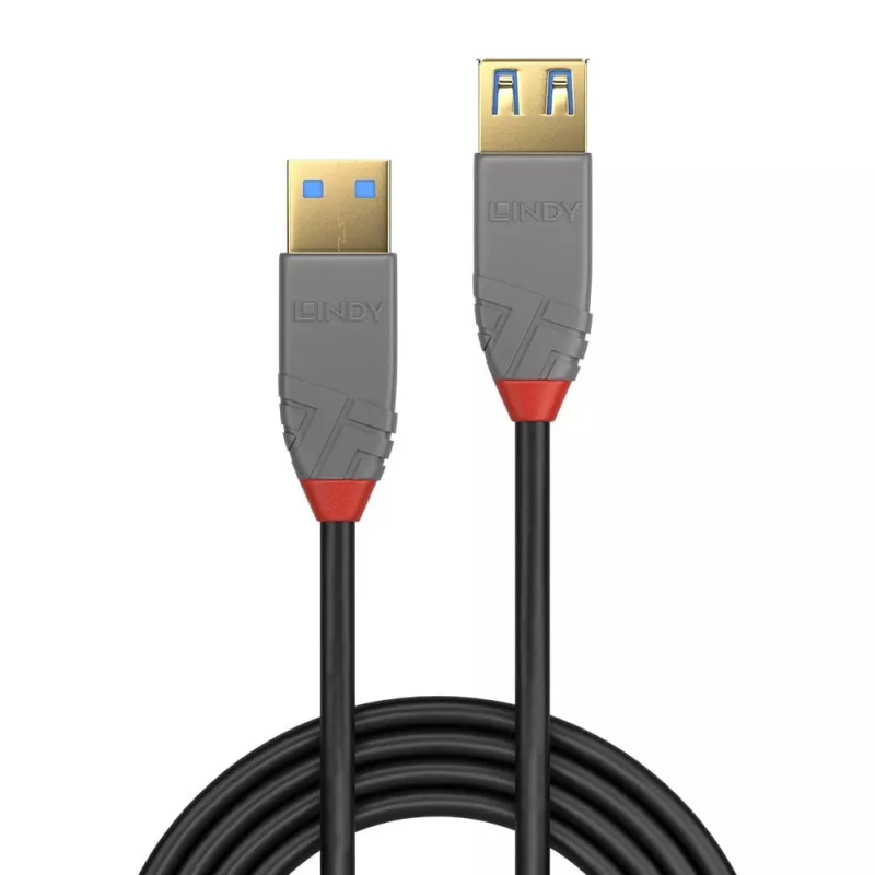 Lindy 1m USB 3.2 tipo A ilginimo laidas, 5Gbps, Anthra Line