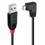 Lindy 1 m USB 2.0 laidas - USB A į Micro-B, 90 laipsnių kampu