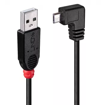 Lindy 2 m USB 2.0 laidas - USB A į Micro-B, 90 laipsnių stačiu kampu