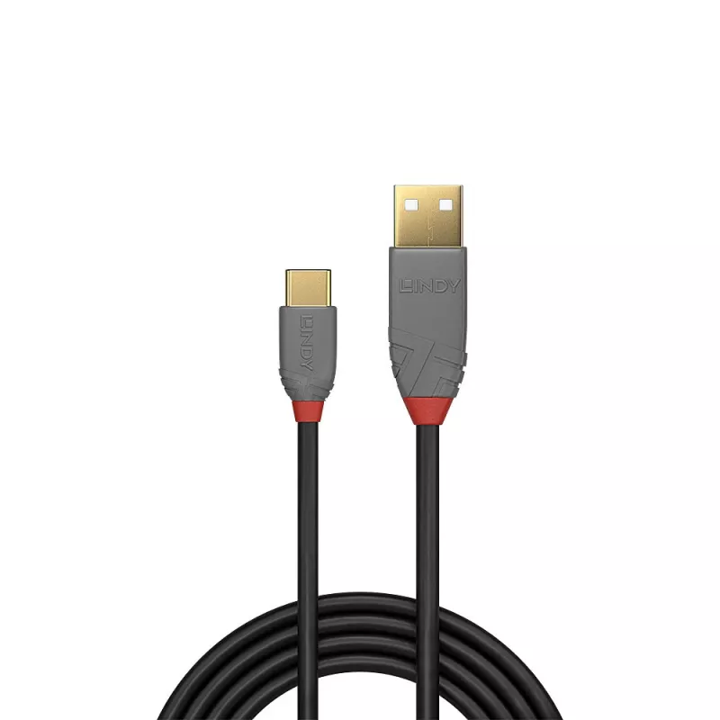 Lindy 1 m USB 2.0 A tipo – C tipo laidas, Anthra Line