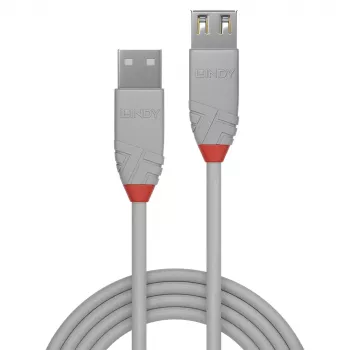 Lindy 5 m USB 2.0 tipo A ilginimo kabelis, Anthra Line, pilka