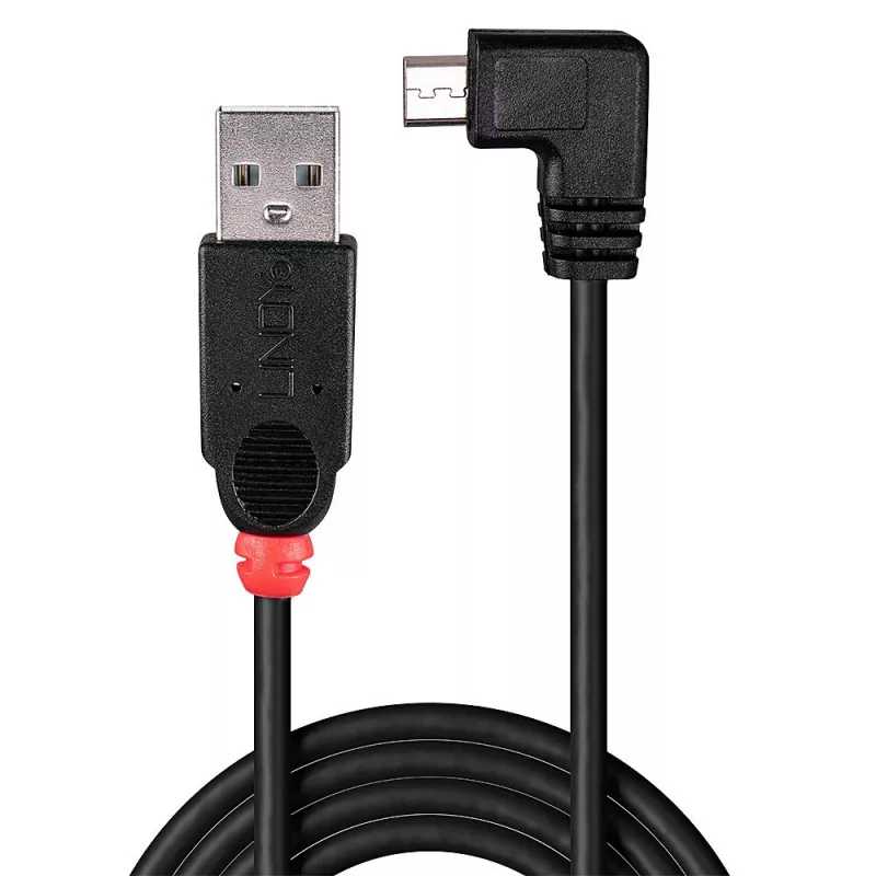Lindy 0,5 m USB 2.0 laidas - USB A į Micro-B, 90 laipsnių kampas
