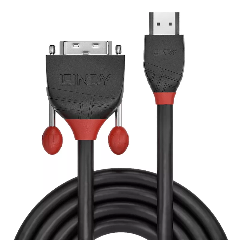 Lindy 5 m HDMI į DVI laidas, juodas, Black Line