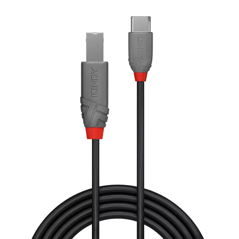 USB 2.0 laidas Type C į B Lindy 36940 0,5 m Anthra Line