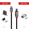 USB 2.0 laidas Type C į B Lindy 36940 0,5 m Anthra Line
