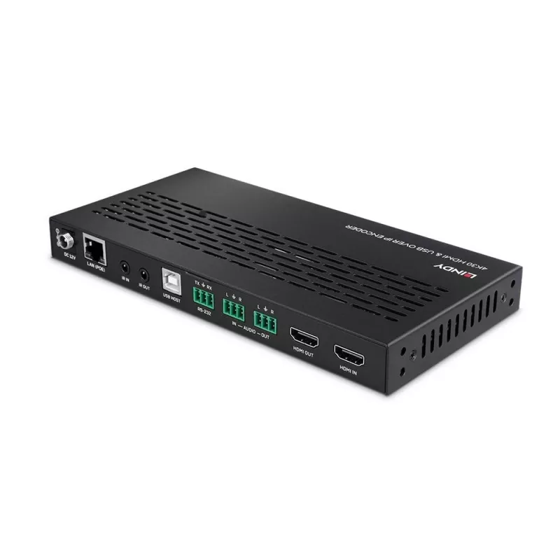 Lindy 38396 4K30 HDMI ir USB per IP kodavimo įrenginys, Multicast ir Videowall, HDMI 2.0, HDCP 2.2, PoE, 100 m