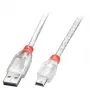 Lindy 1 m USB 2.0 kabelis - A tipo į Mini-B, permatomas
