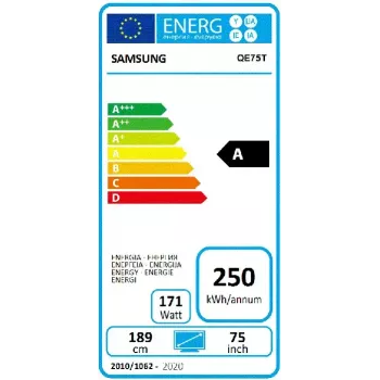 Samsung QE75T profesionalus skaitmeninis ekranas 190,5 cm (75 col.) LCD 300 cd/m² 4K Ultra HD juodas Tizen 4.0