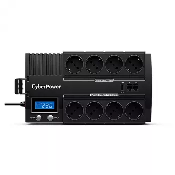 Nepertraukiamo maitinimo šaltinis CYBERPOWER BR700ELCD, linijinis-interaktyvus 0,7 kVA (420 W), 8x CEE 7/3 lizdai, LCD, AVR