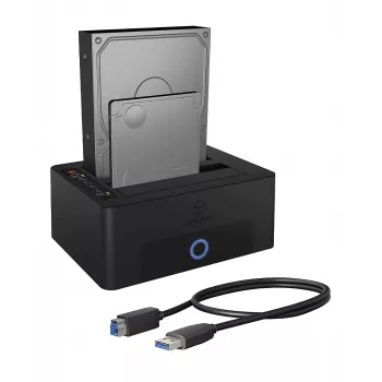 ICY BOX 2-jų lizdų dokavimo ir klonavimo stotelė 2,5 inch arba 3,5 inch SATA diskams su USB 3.0 jungtimi