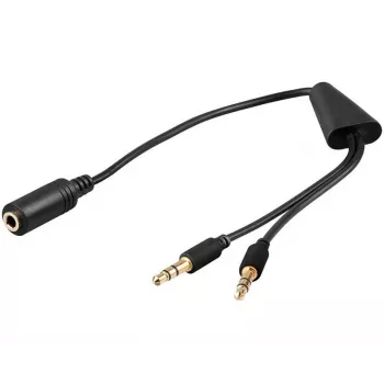 Garso laidas Microconnect AUDAL 0,4 m 2x3,5 mm kištukas į 3,5 mm lizdą juodas
