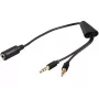 Garso laidas Microconnect AUDAL 0,4 m 2x3,5 mm kištukas į 3,5 mm lizdą juodas
