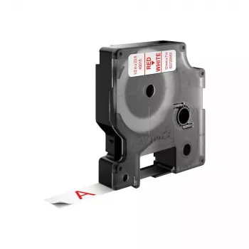 DYMO D1 lipni juosta raudonai ant baltos | 12 mm x 7 m | poliesterio etikečių juosta LabelManager įrenginiams | Pagaminta Europoje