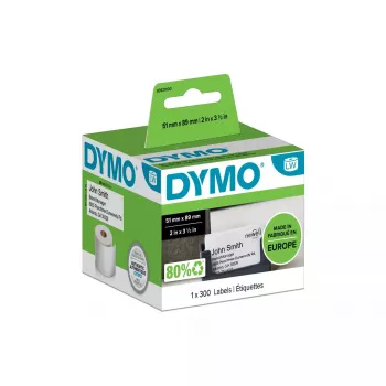 DYMO Authentic LabelWriter kortelės susitikimams / vardų ženkleliams | 51 mm x 89 mm | Nelipnios | 300 vnt. rulone | LabelWriter etikečių spausdintuvams | Pagaminta Europoje