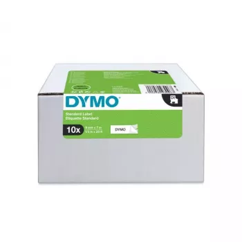 DYMO Autentiškos D1 etiketės | 9 mm x 7 m rulonas | Juodas spausdinimas ant baltos | Lipnios etiketės LabelManager spausdintuvams | 10 vnt.