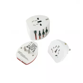 Microconnect PETRAVEL12 universalus kelioninis adapteris su USB, balta