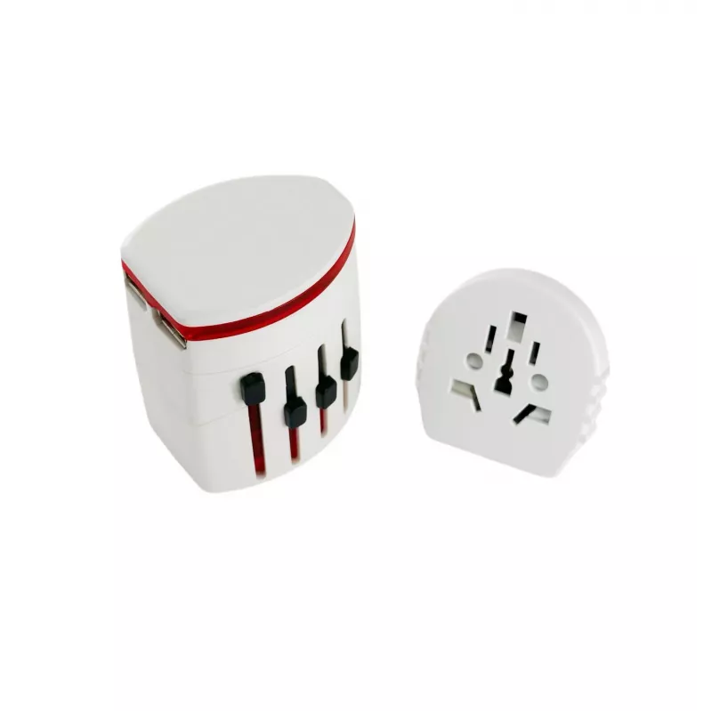 MicroConnect SKROSS pasaulinis kelioninis adapteris su dviem USB jungtimis, baltas