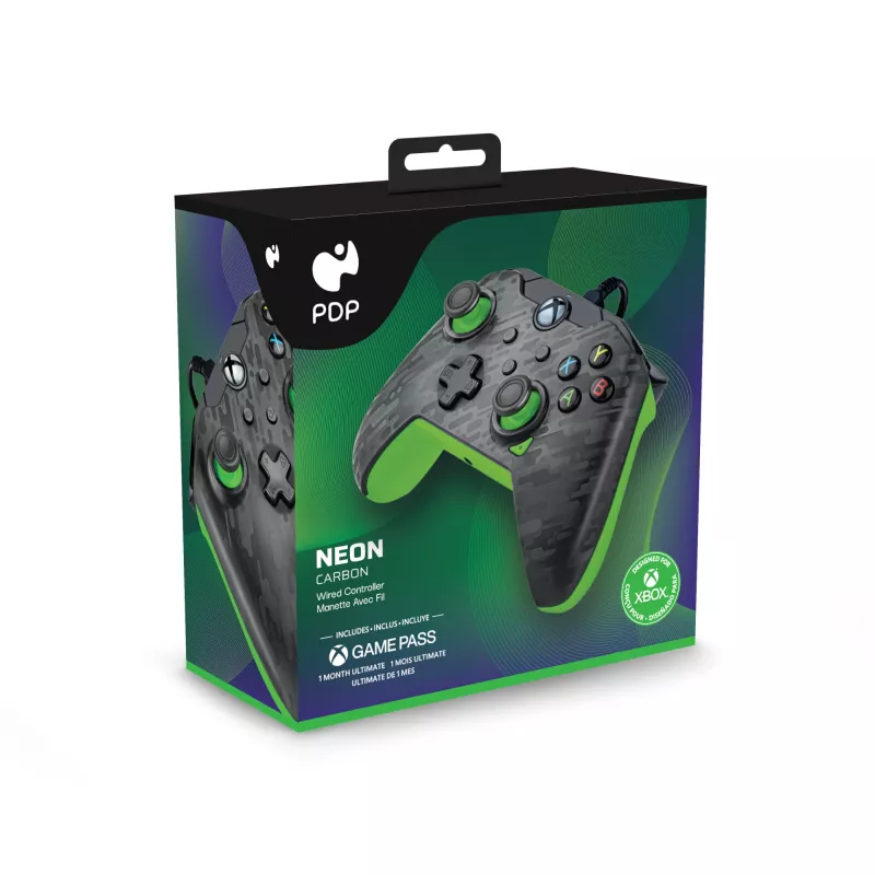 PDP Wired Controller: Neon Carbon, skirta Xbox ir Windows 10/11