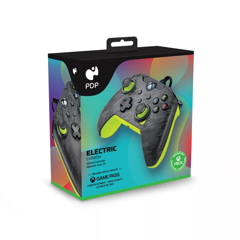 PDP Wired Controller: Electric Carbon – Xbox Series X|S, Xbox One, Xbox, Windows 10/11