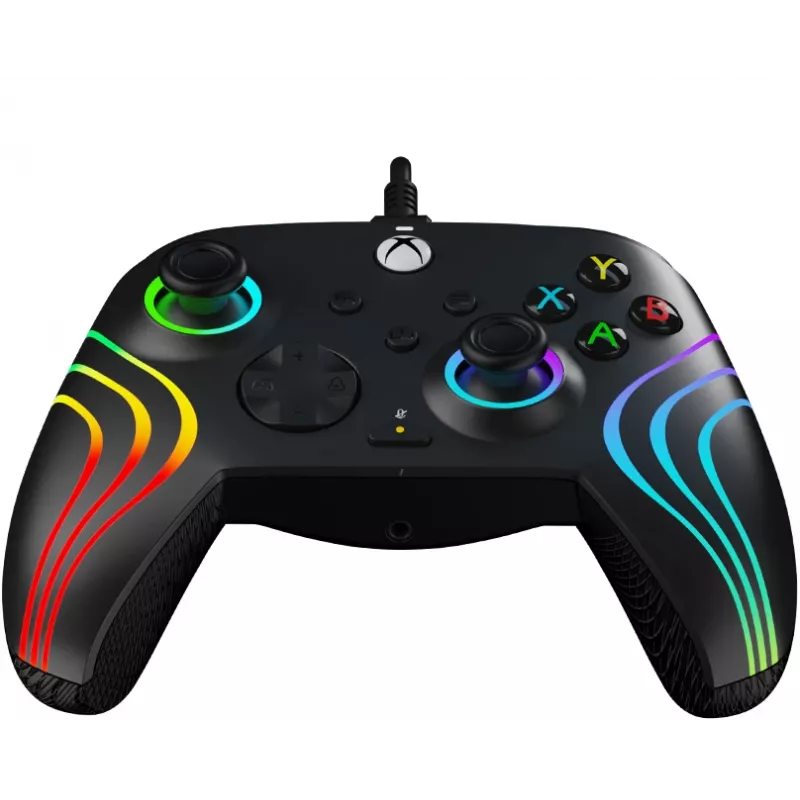 Žaidimų pultas PDP Afterglow Wave Black – laidinis USB Type‑C valdiklis, skirtas PC, Xbox One, Xbox Series S/X, 2,43 m laidas