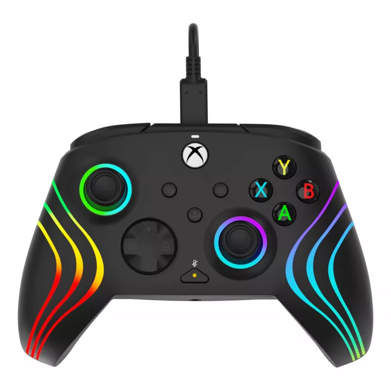 Žaidimų pultas PDP Afterglow Wave Black – laidinis USB Type‑C valdiklis, skirtas PC, Xbox One, Xbox Series S/X, 2,43 m laidas