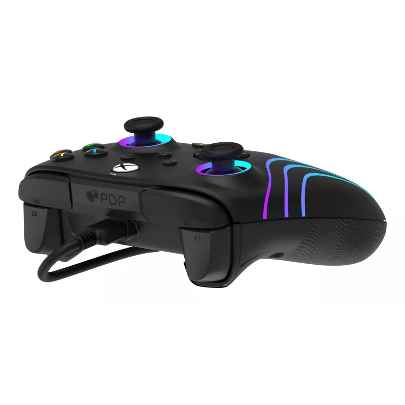 Žaidimų pultas PDP Afterglow Wave Black – laidinis USB Type‑C valdiklis, skirtas PC, Xbox One, Xbox Series S/X, 2,43 m laidas