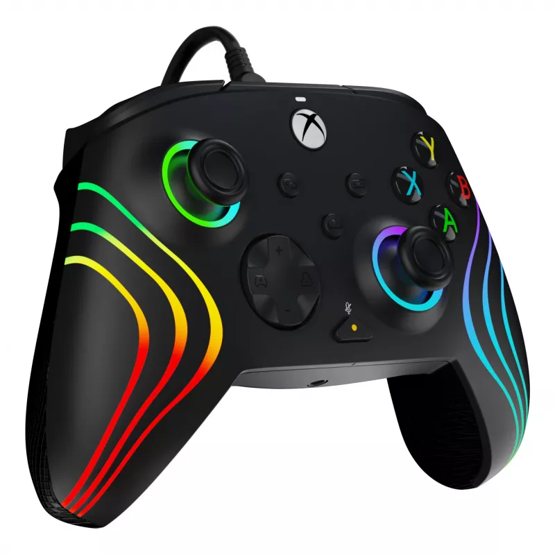 Žaidimų pultas PDP Afterglow Wave Black – laidinis USB Type‑C valdiklis, skirtas PC, Xbox One, Xbox Series S/X, 2,43 m laidas