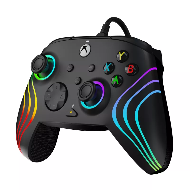 Žaidimų pultas PDP Afterglow Wave Black – laidinis USB Type‑C valdiklis, skirtas PC, Xbox One, Xbox Series S/X, 2,43 m laidas