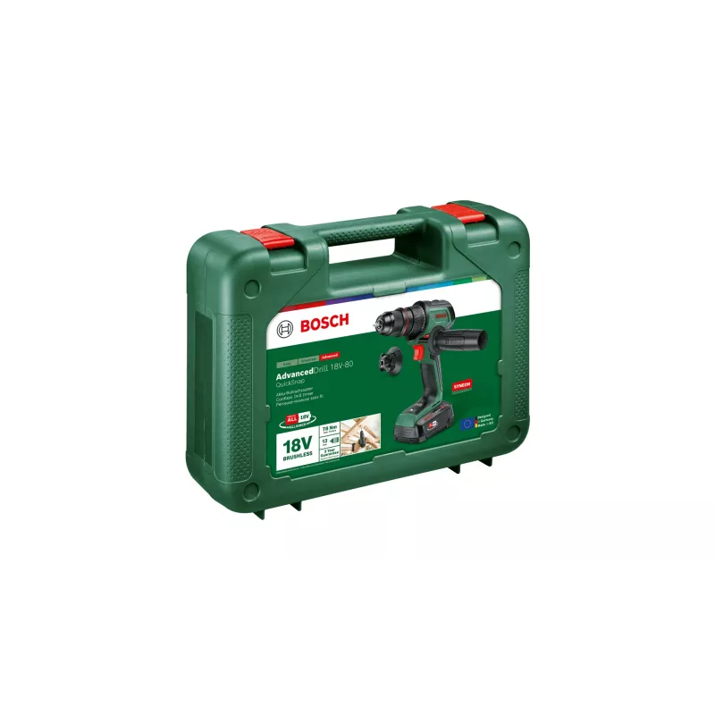 Belaidis gręžtuvas Bosch AdvancedDrill 18V-80 su 2,5 Ah ličio jonų baterija