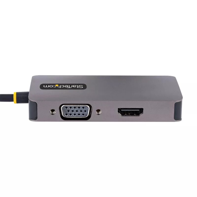StarTech.com USB-C vaizdo adapteris, USB-C į HDMI DVI VGA, iki 4K 60Hz, aliuminis, kelių prievadų vaizdo adapteris, suderinamas su Thunderbolt 3/4, USB-C kelioninis adapteris