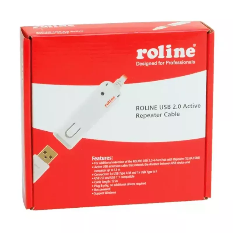 USB 2.0 aktyvus kartotuvinis laidas ROLINE 12.04.1085 12 m