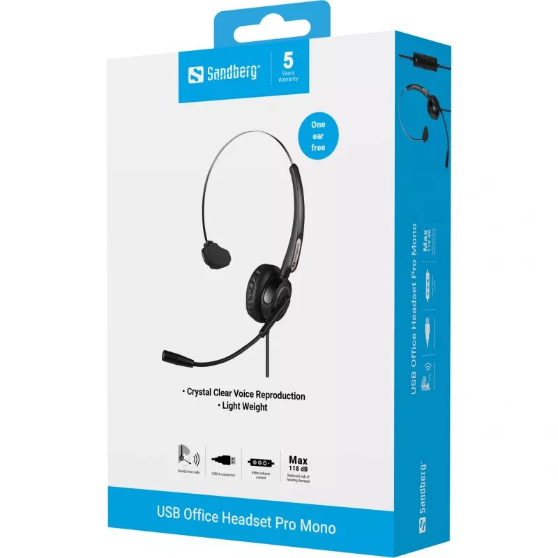 Ausinės Sandberg USB Office Headset Pro Mono