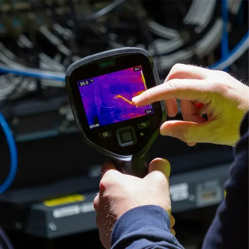 Termovizinis vaizdo ieškiklis Flir Systems E8-PRO — 320×240 px, NETD 40 mK, IFOV 1,8 mRad, 3,5 colio ekranas, metalinis korpusas, juodas