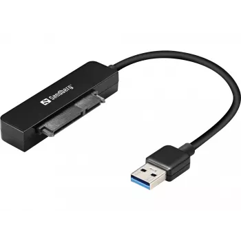Sandberg USB 3.0 į SATA jungtis, juoda, 5 Gbit/s, 20 g, 77 mm, 18 mm, 193 mm