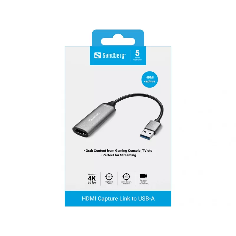 Sandberg HDMI vaizdo gaudymo jungtis į USB-A