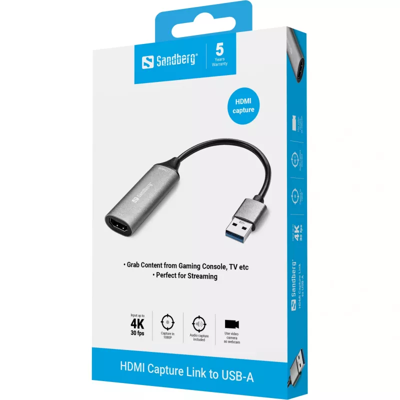 Sandberg HDMI vaizdo gaudymo jungtis į USB-A