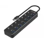 USB Hub Sandberg 7 prievadų USB 3.0 Juodas Aliuminis