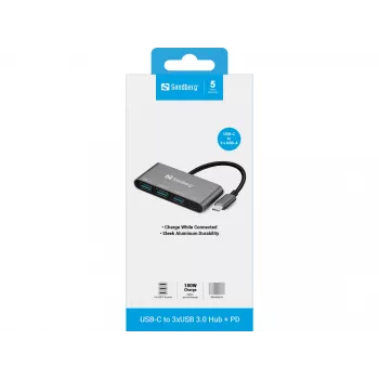 USB-C į 3xUSB 3.0 šakotuvas su PD Sandberg 136-03