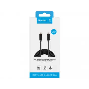 Sandberg USB-C į USB-C laidas 2 m USB 3.1 Gen.2, juodas
