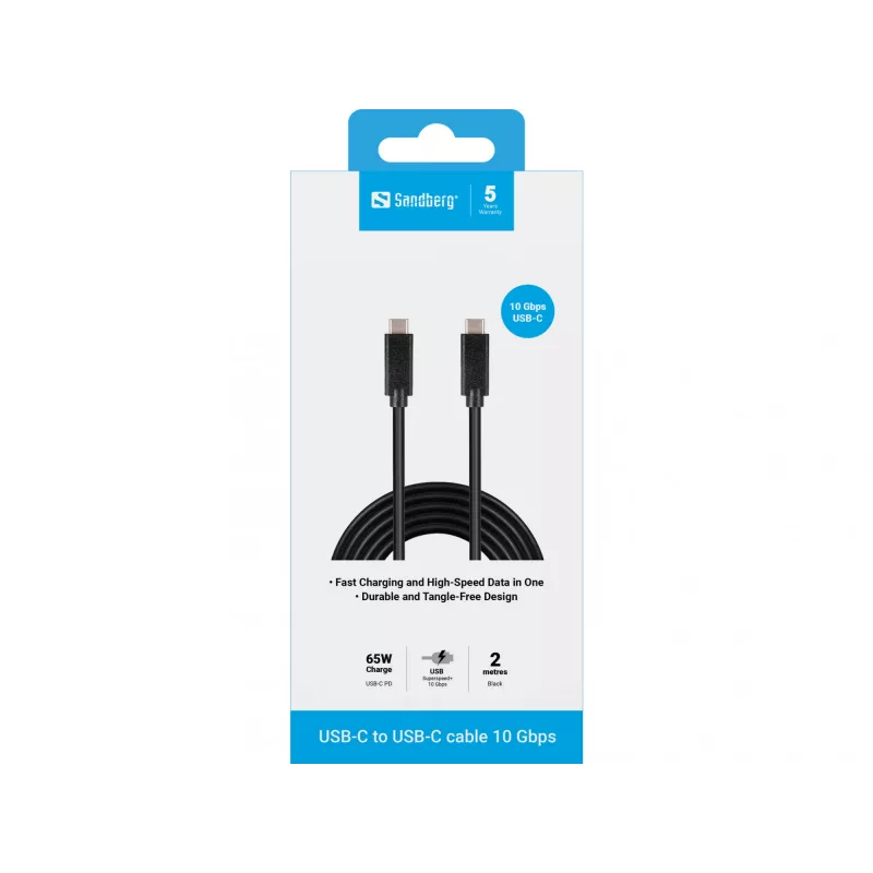 Sandberg USB-C į USB-C laidas 2 m USB 3.1 Gen.2, juodas