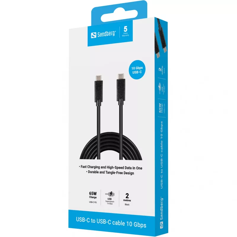Sandberg USB-C į USB-C laidas 2 m USB 3.1 Gen.2, juodas