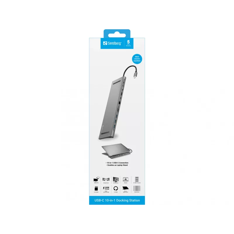 Sandberg USB-C 10-in-1 dokų stotelė