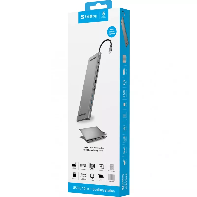 Sandberg USB-C 10-in-1 dokų stotelė